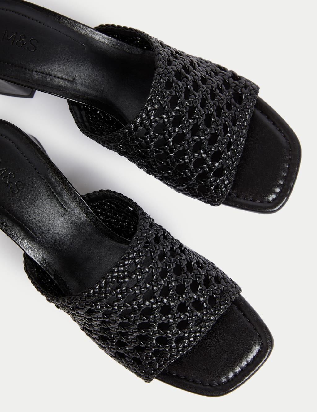 Woven Block Heel Open Toe Mules 3 of 3
