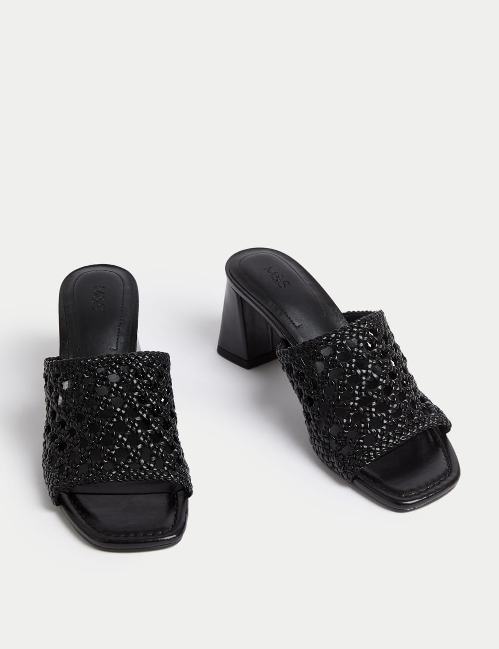 Woven Block Heel Open Toe Mules 2 of 3
