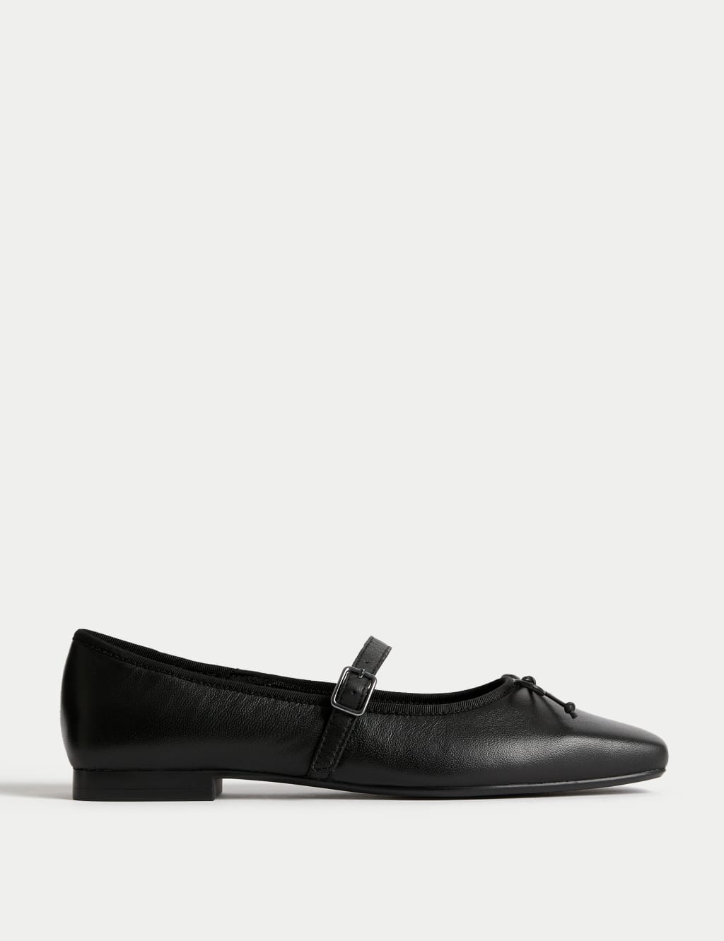 Leather Buckle Flat Chisel Toe Ballet Pumps