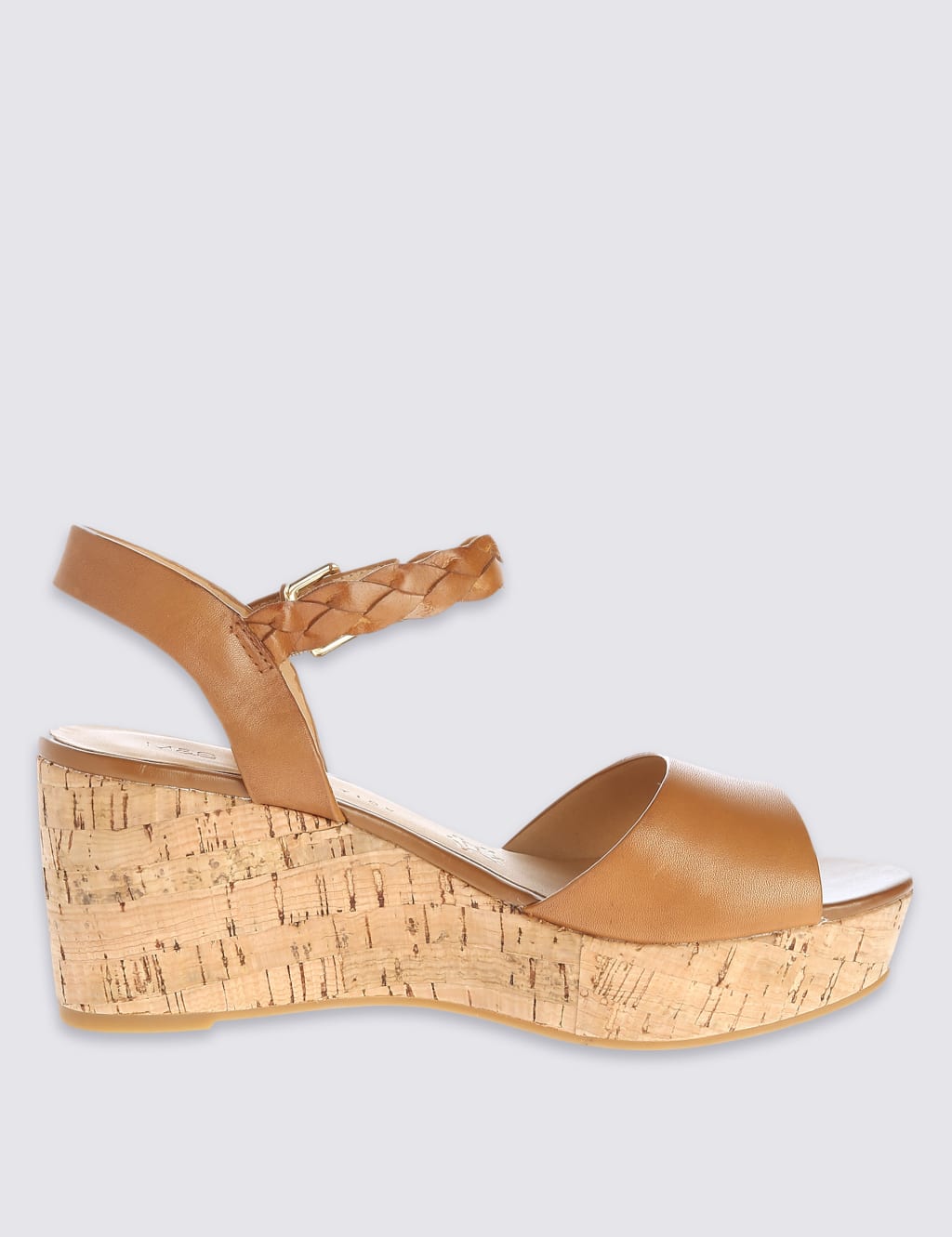 Leather Plaited Ankle Strap Wedge Sandals with Insolia® 3 of 5