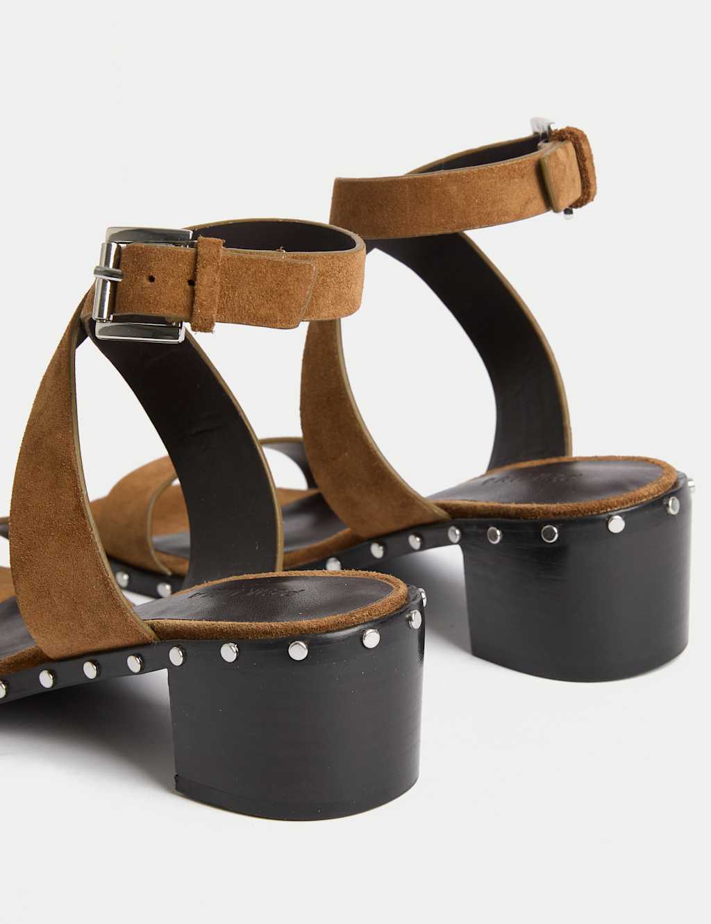 Suede Studded Ankle Strap Block Heel Sandals 3 of 3