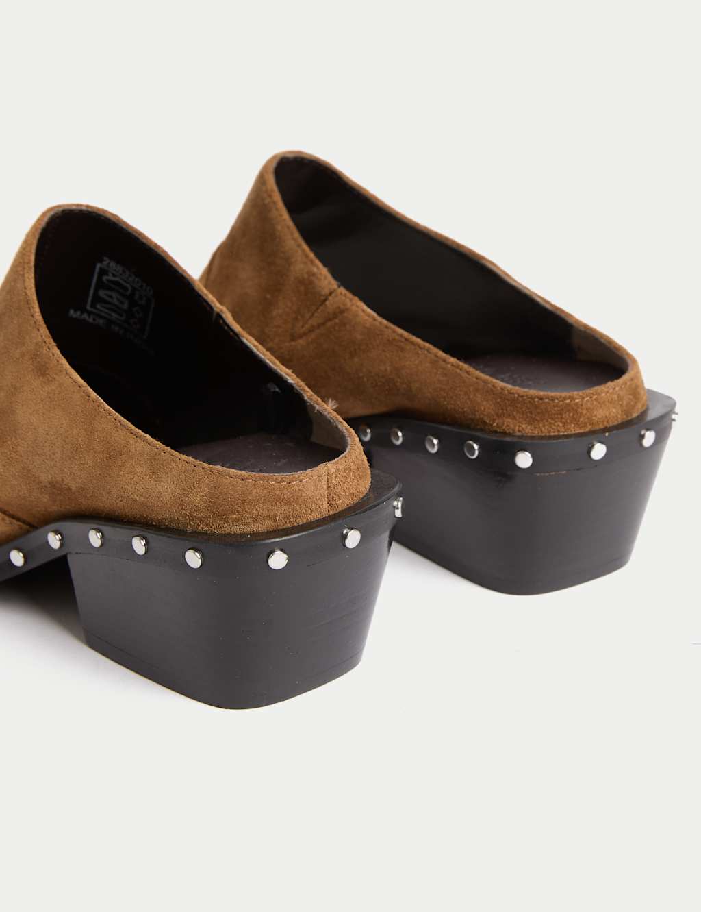 Suede Studded Block Heel Clogs 3 of 3