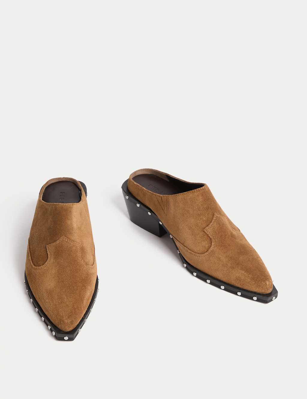 Suede Studded Block Heel Clogs 2 of 3