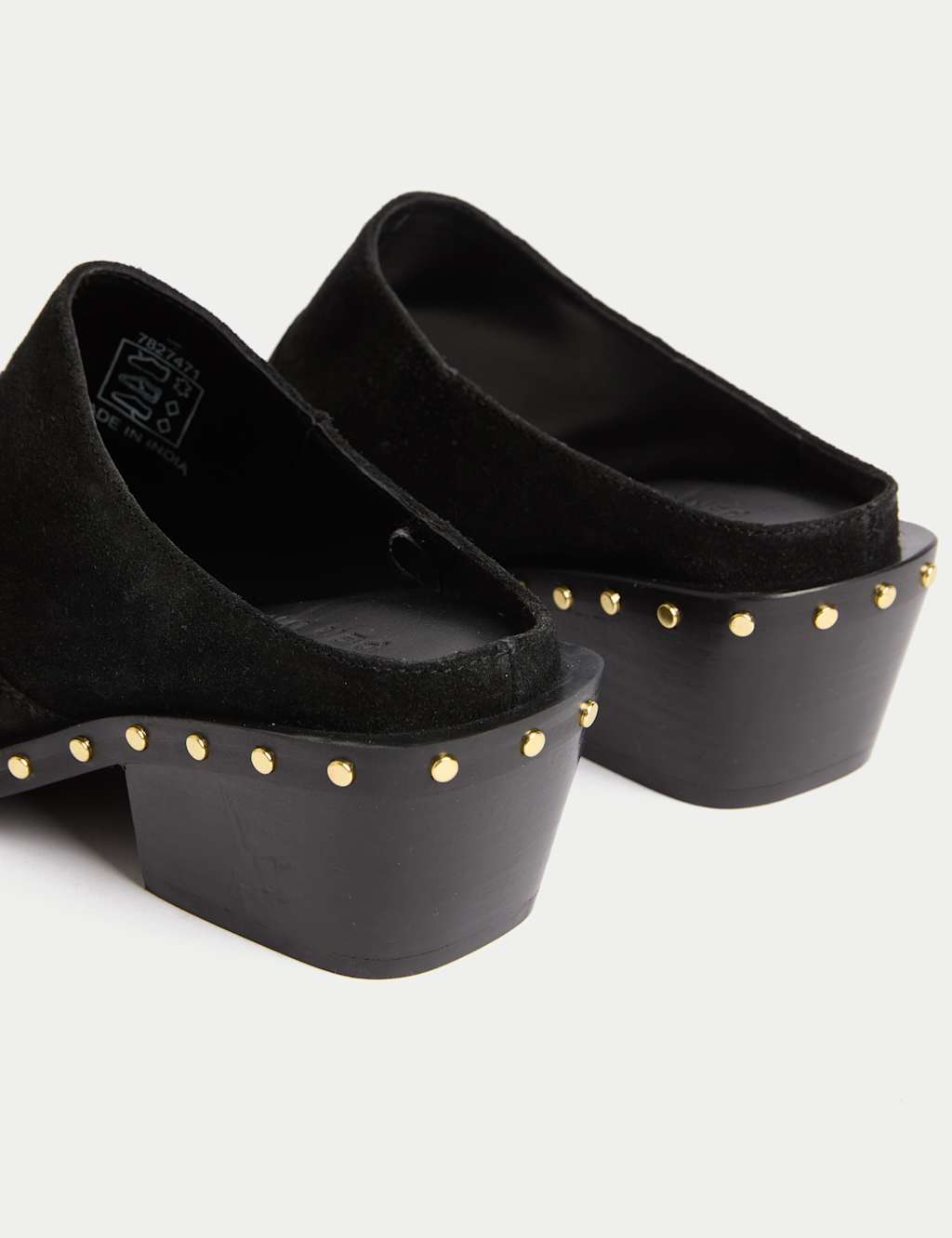 Suede Studded Block Heel Clogs 3 of 3