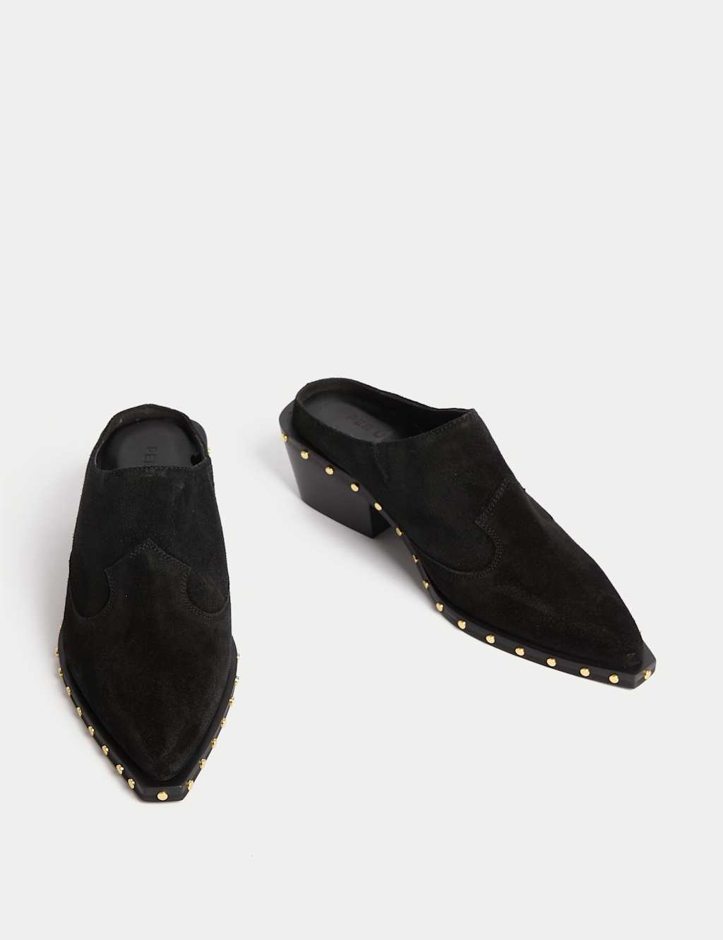 Suede Studded Block Heel Clogs 2 of 3