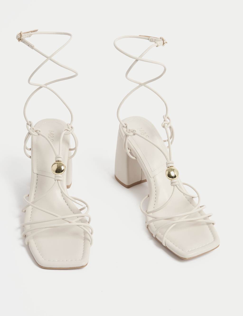 Beaded Trim Buckle Strappy Block Heel Sandals 2 of 3