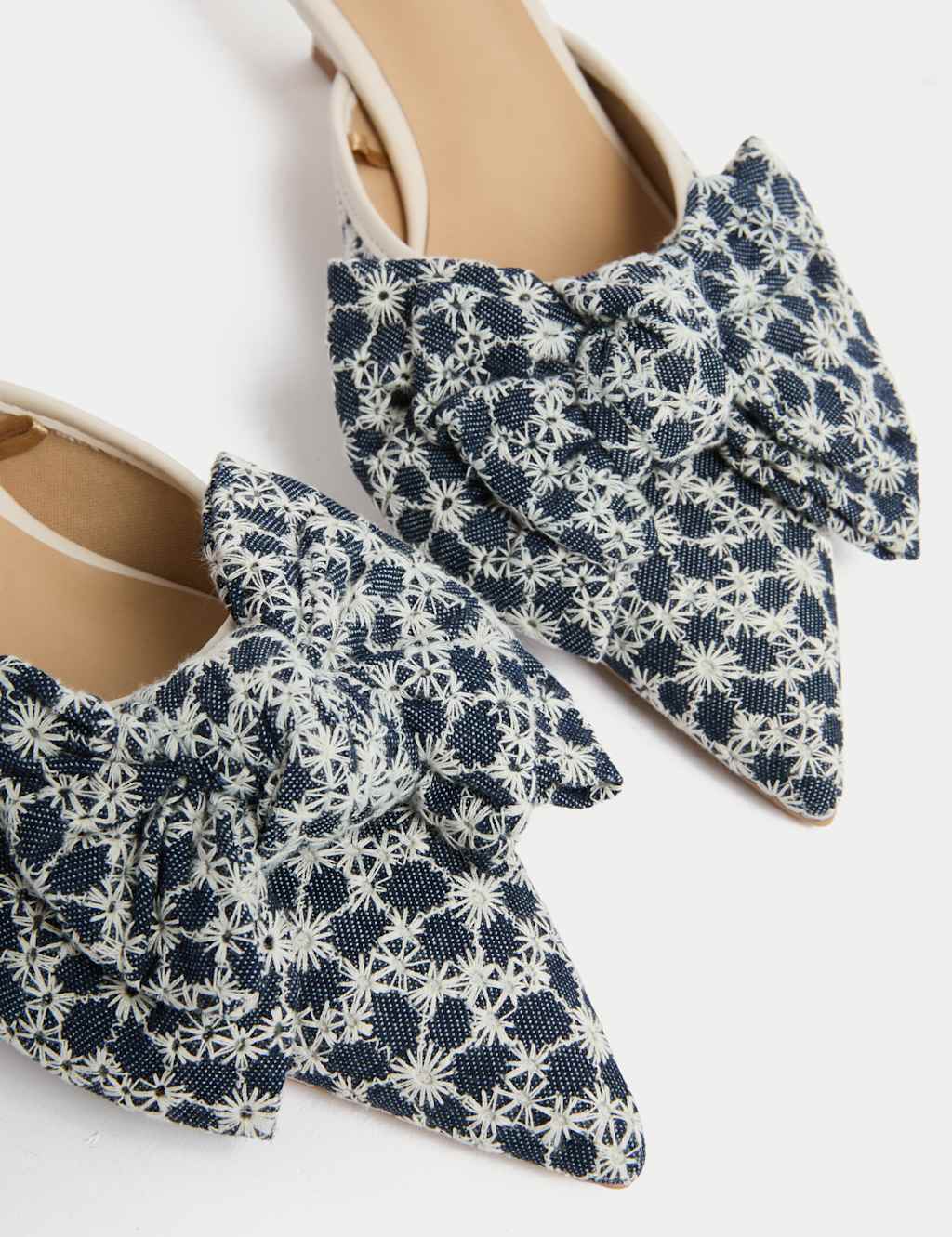 Denim Kitten Heel Pointed Mules 3 of 3