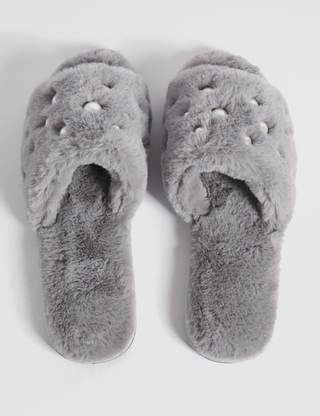 Pearl Detail Fur Mule Slippers 4 of 6