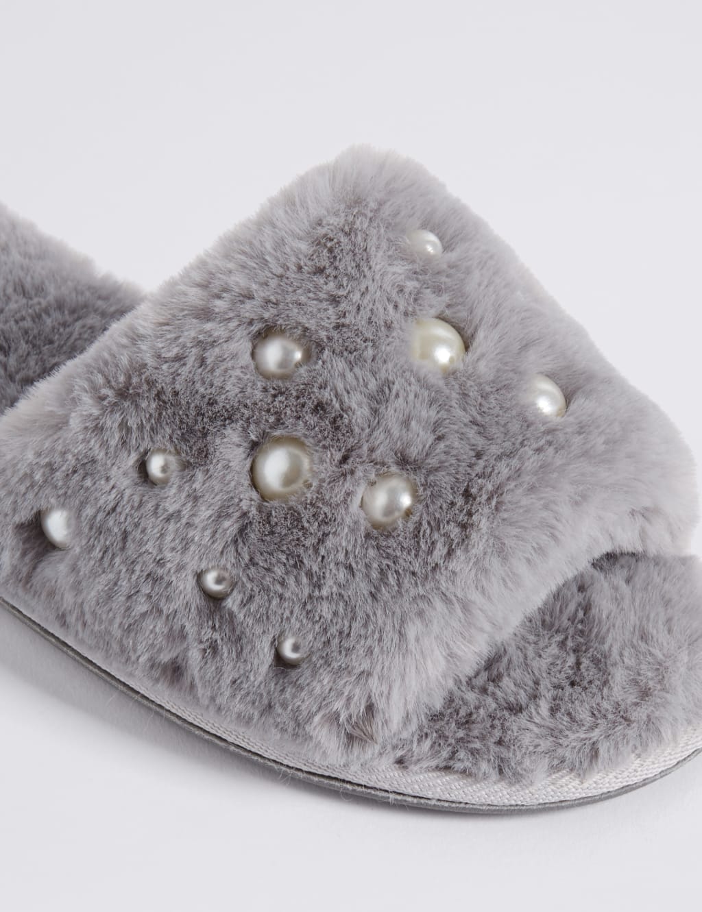 Pearl Detail Fur Mule Slippers 6 of 6