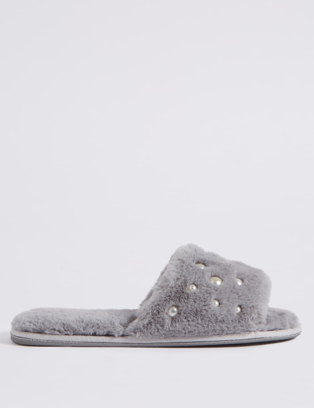 Pearl Detail Fur Mule Slippers 2 of 6