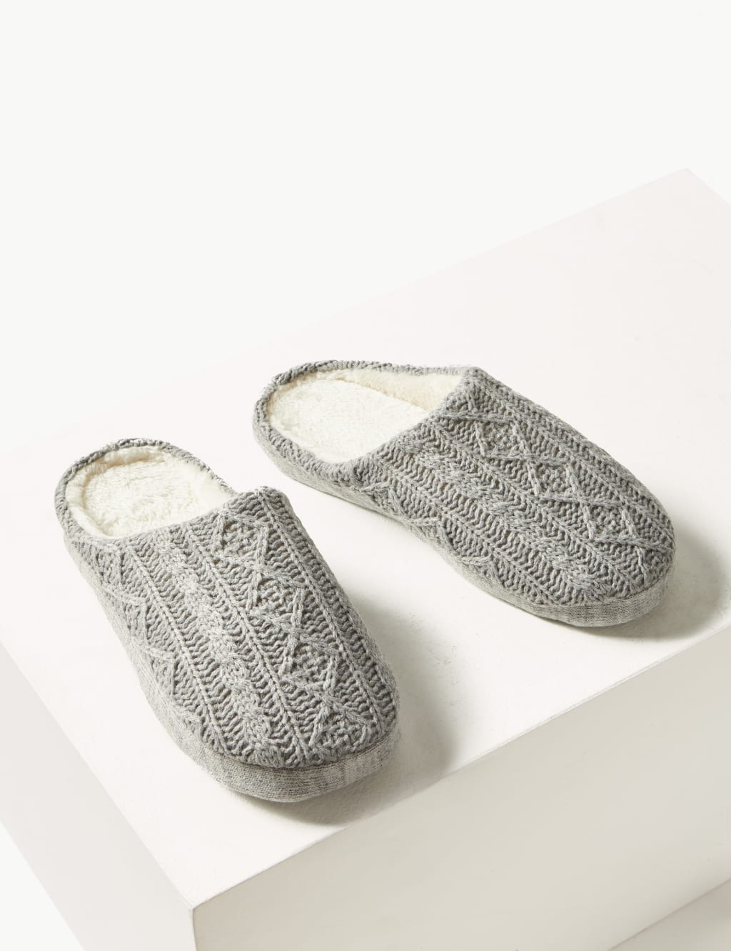 Cable knit mule slippers shop