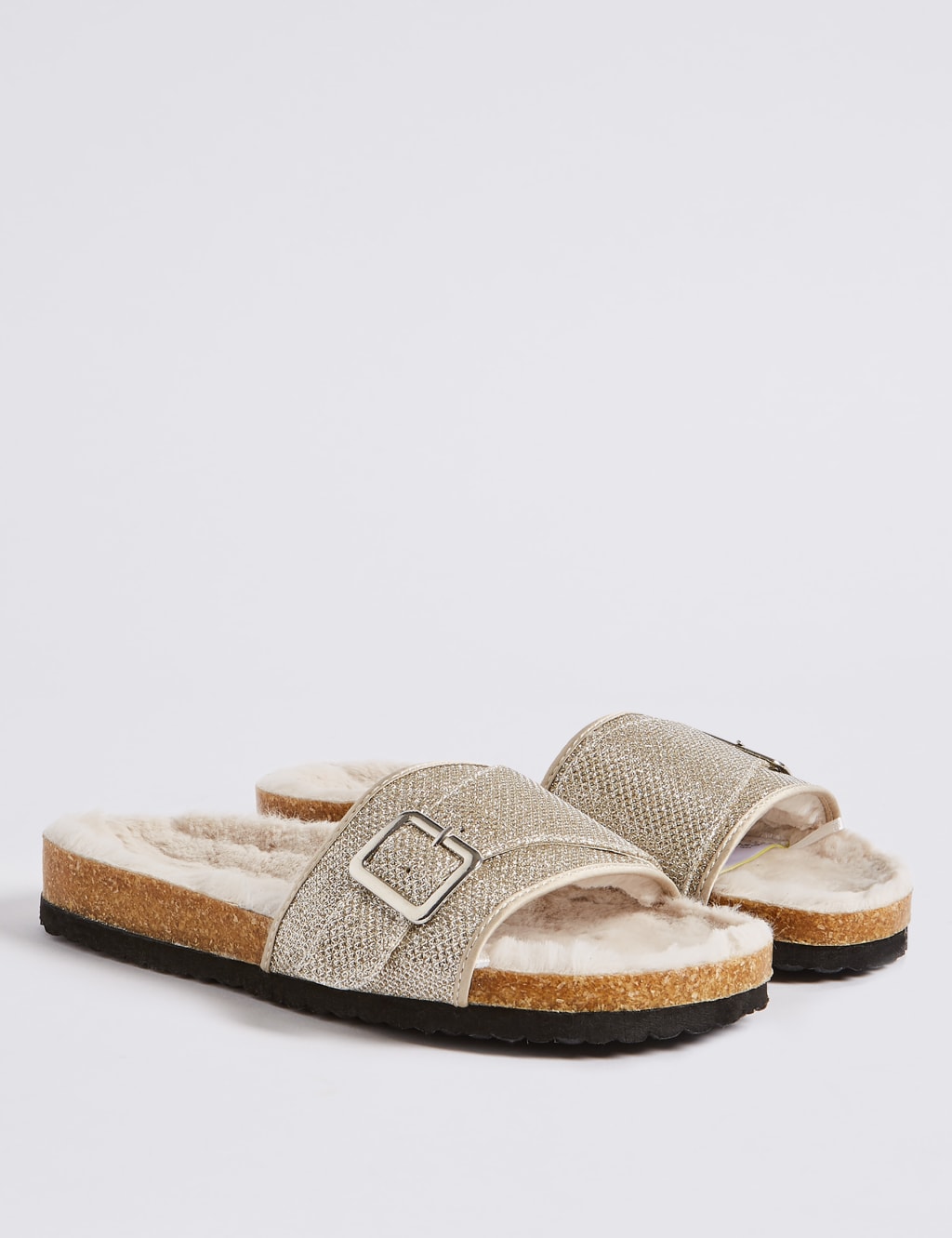 Faux Fur Buckle Slide Mule Slippers 3 of 6