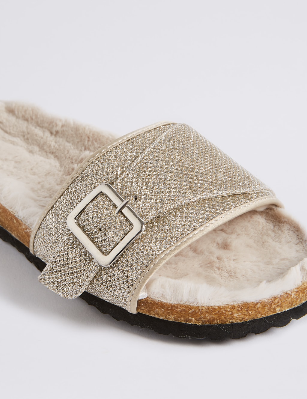 Faux Fur Buckle Slide Mule Slippers 6 of 6