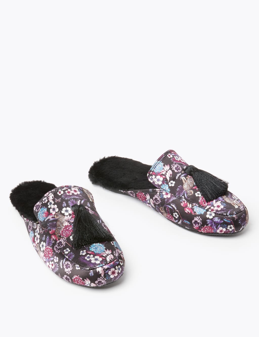 Faux fur tassel mules sale