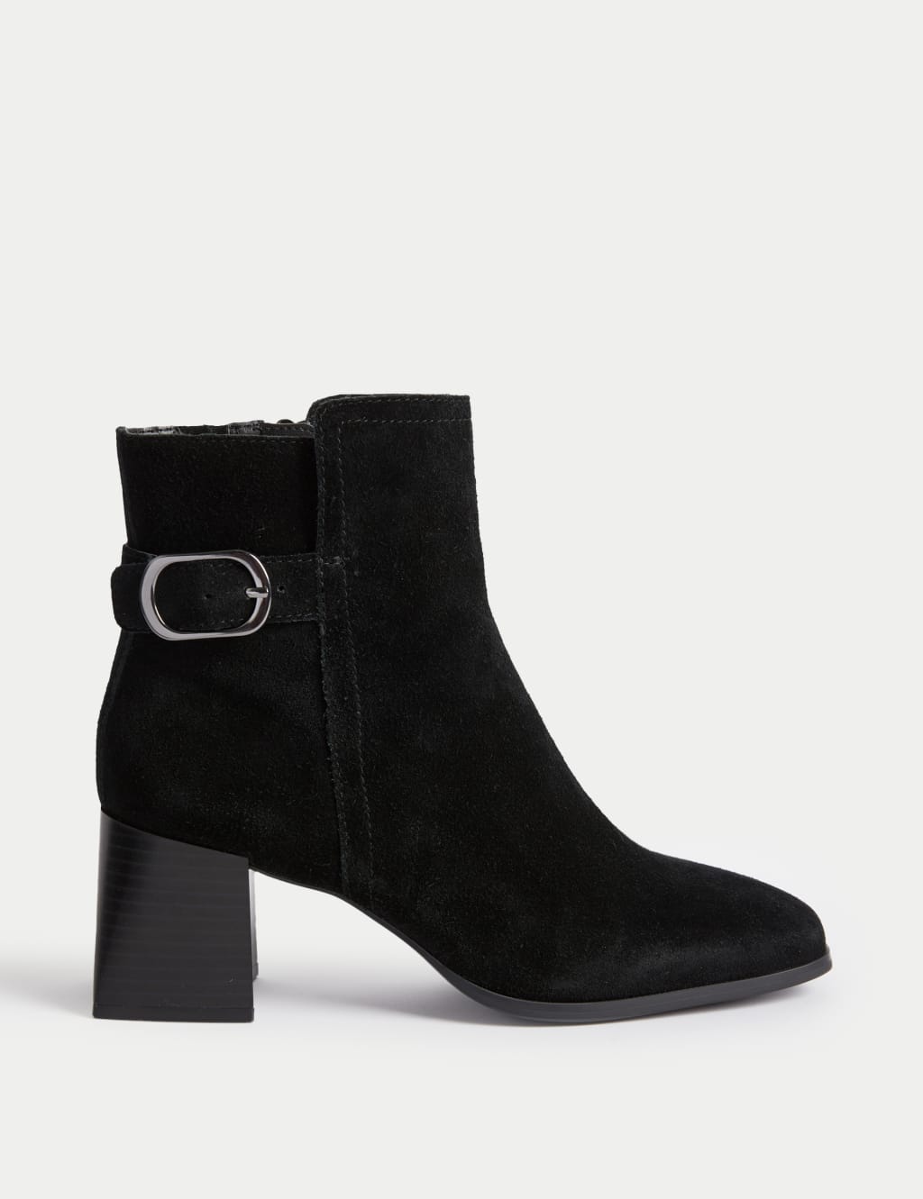 Wide Fit Suede Buckle Block Heel Ankle Boots M S Collection M S