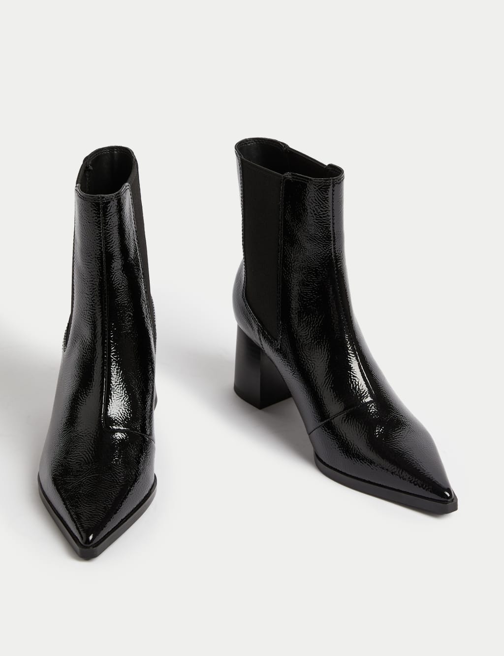 Patent Leather Chelsea Block Heel Boots M S Collection M S