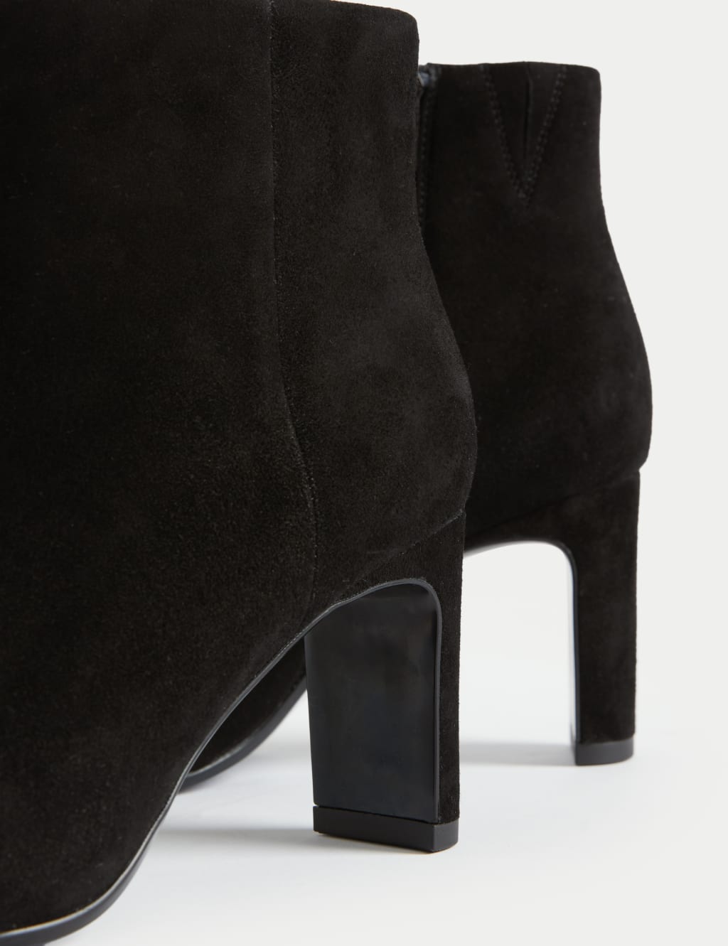 Suede Block Heel Pointed Ankle Boots