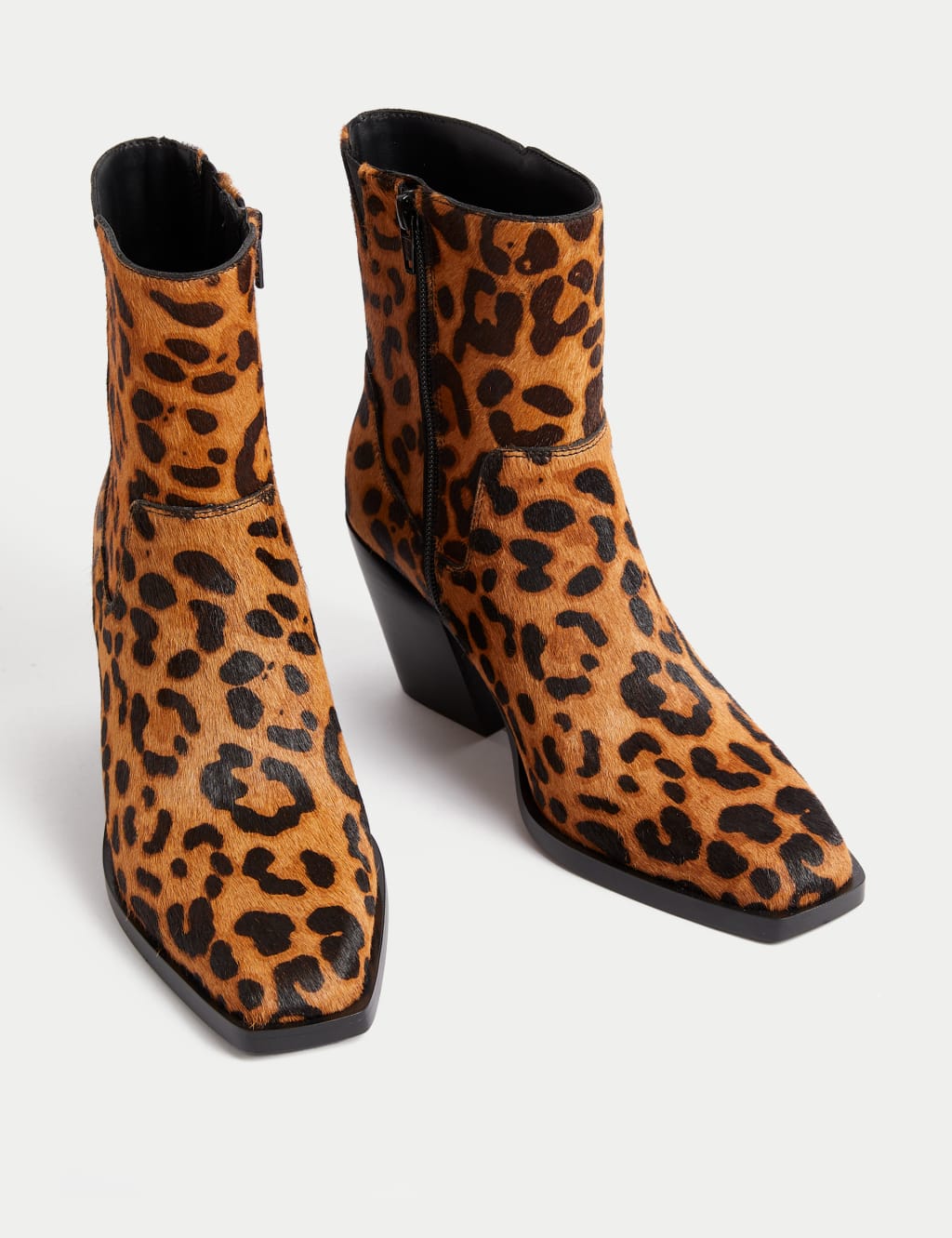 Leopard print block heel ankle boots online