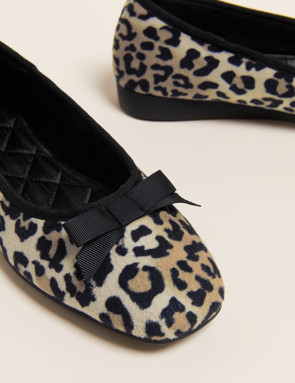 Velvet Leopard Print Bow Wedge Slippers 3 of 6