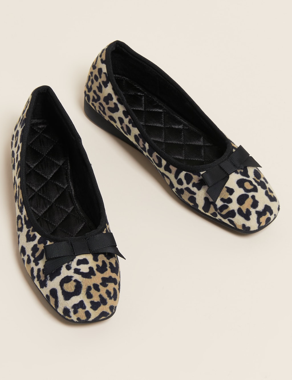 Velvet Leopard Print Bow Wedge Slippers 2 of 6