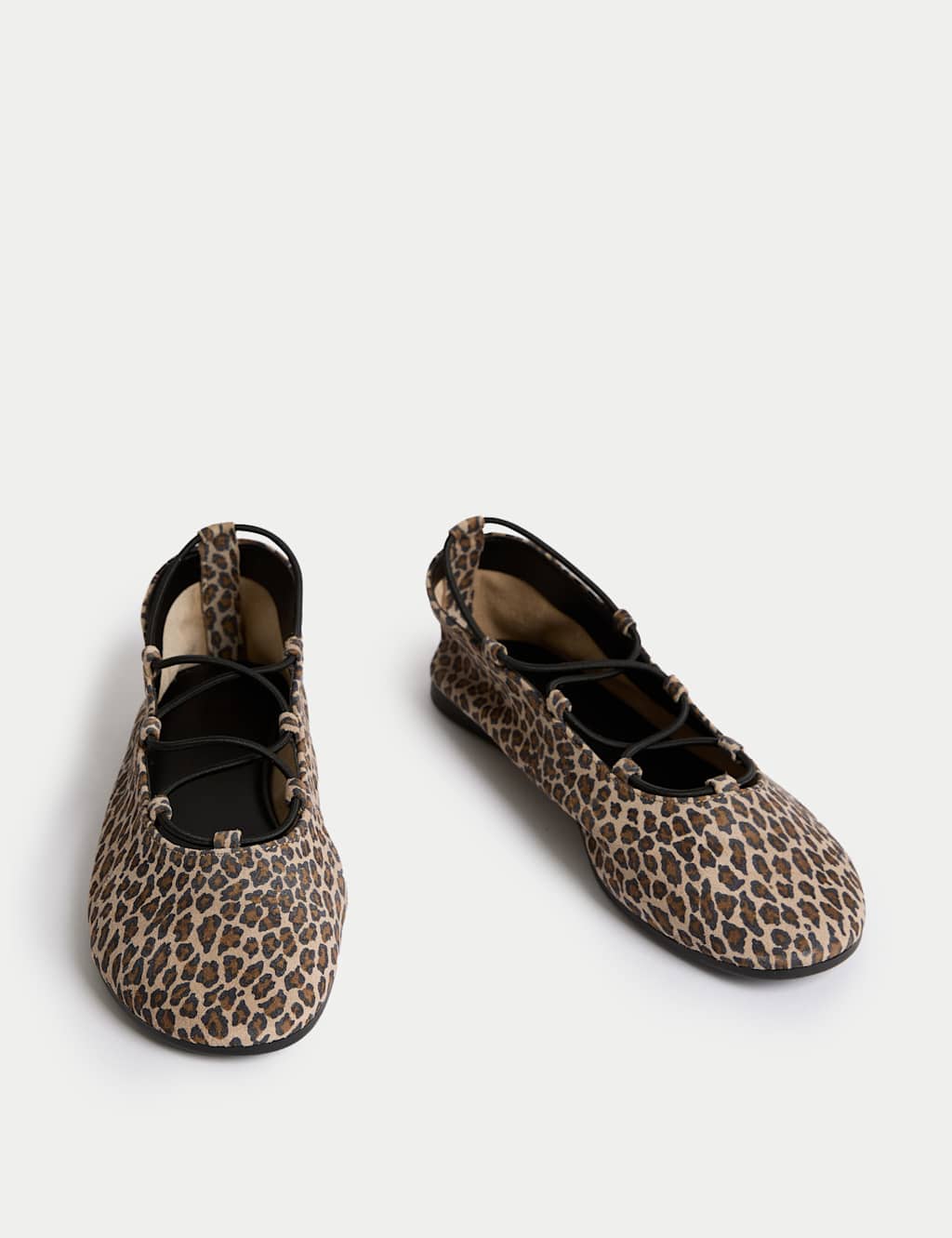 Leather Leopard Print Strappy Flat Pumps 2 of 3