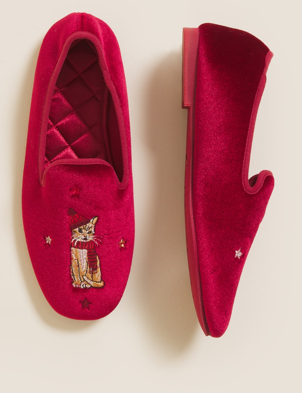 Velvet Embroidered Ballerina Slippers 2 of 4