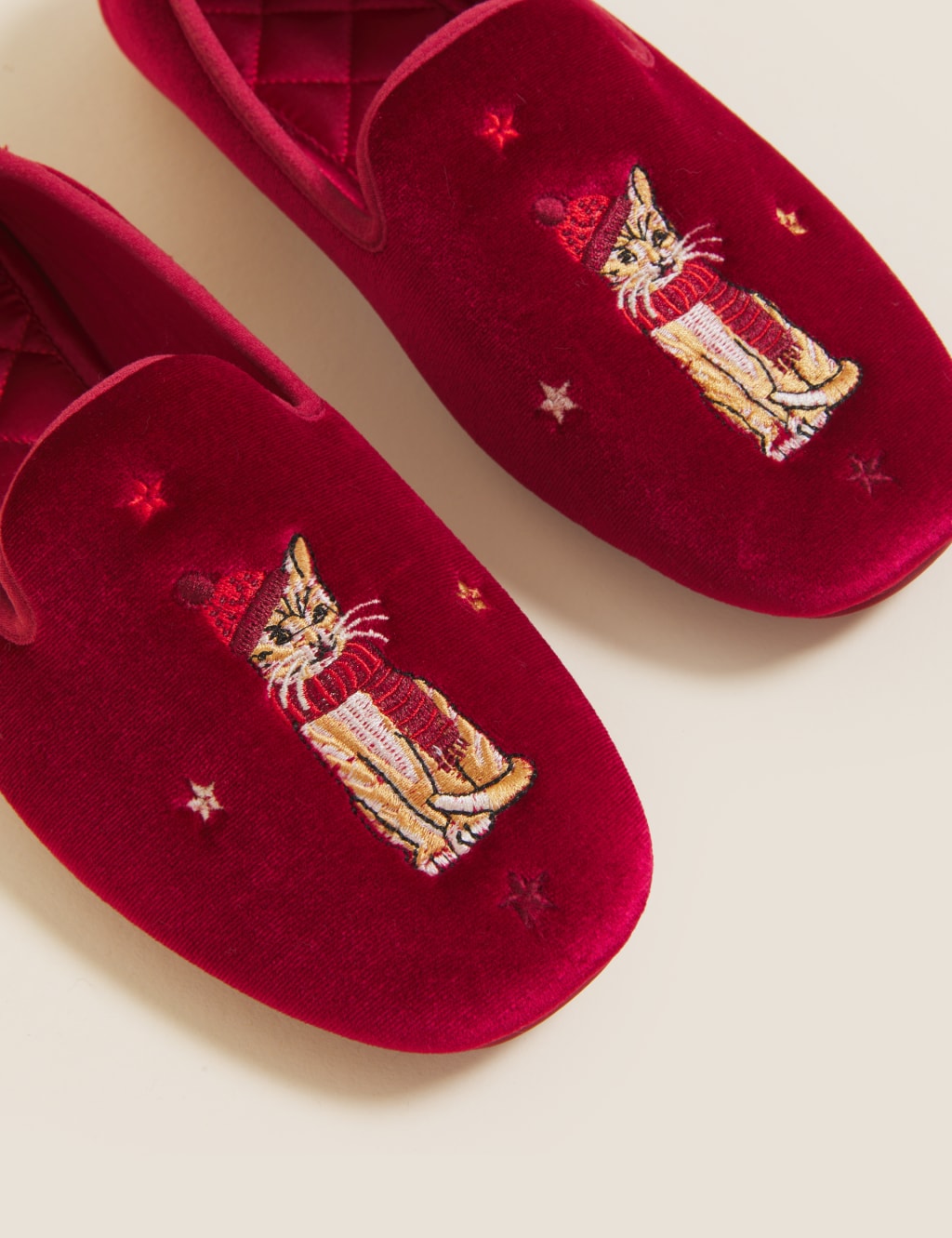 Velvet Embroidered Ballerina Slippers 3 of 4