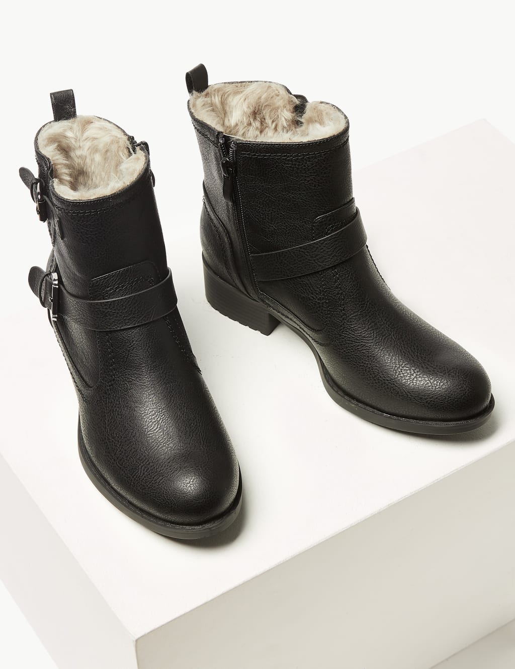 Wide Fit Biker Block Heel Ankle Boots 3 of 5