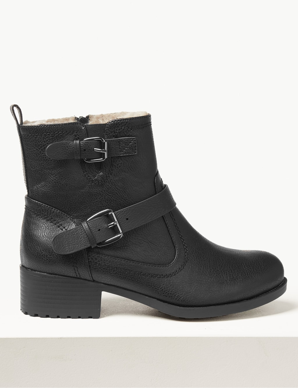 Wide Fit Biker Block Heel Ankle Boots 2 of 5