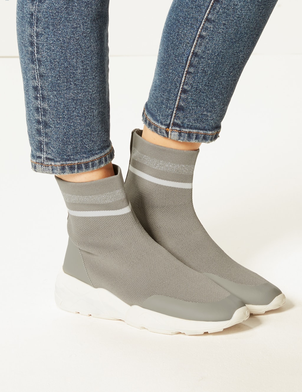 Athletic Knitted Sock Boots M S Collection M S
