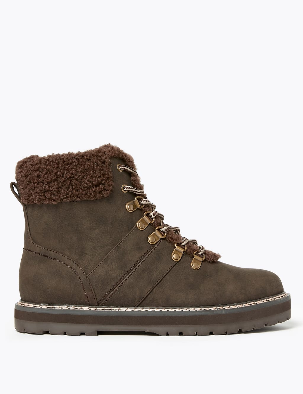 Faux Fur Hiker Ankle Boots 1 of 4
