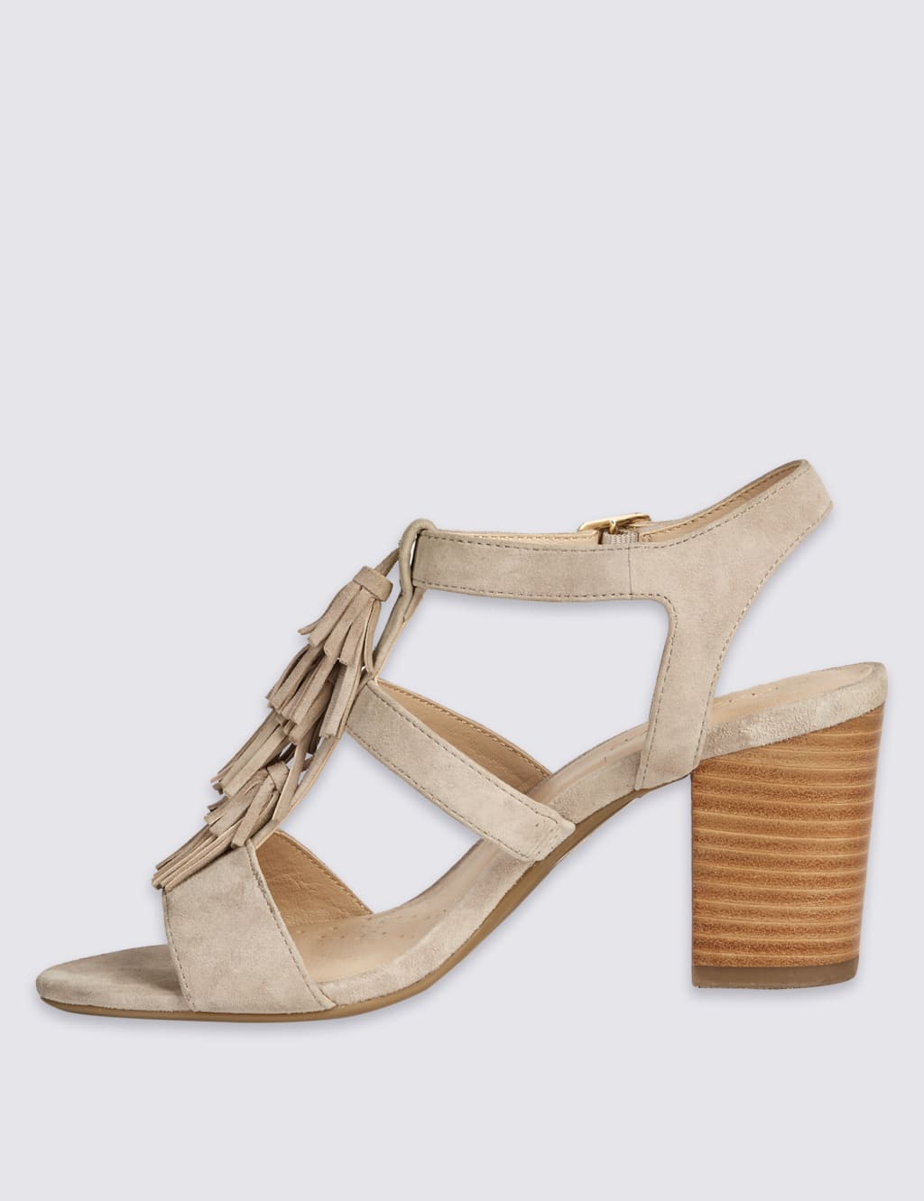 Suede Angular Heel Tassel Sandals 5 of 6