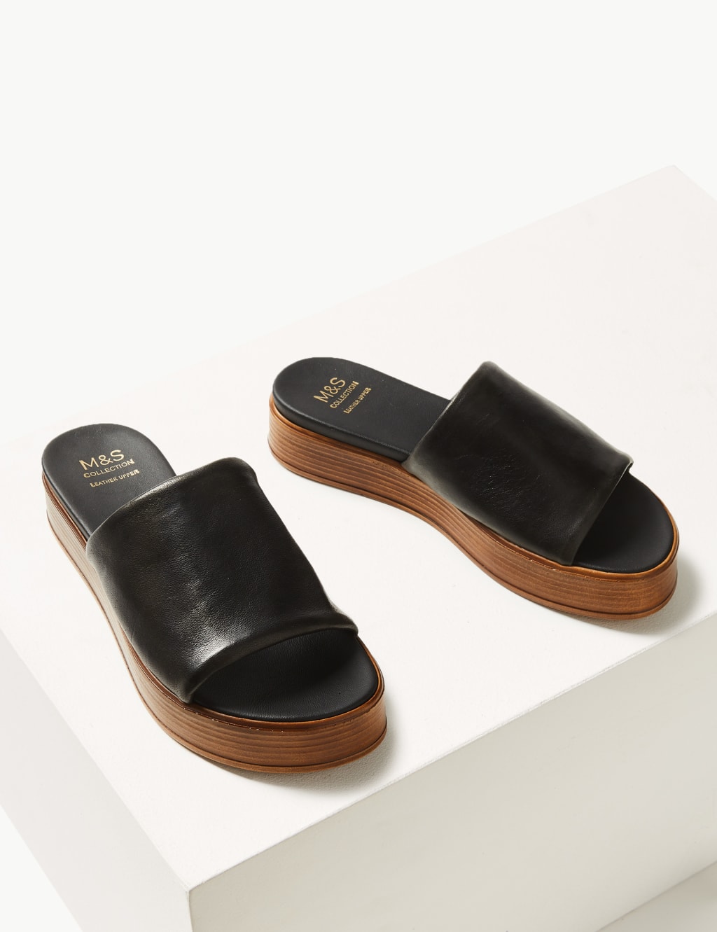 Leather Flatform Heel Mules 3 of 5