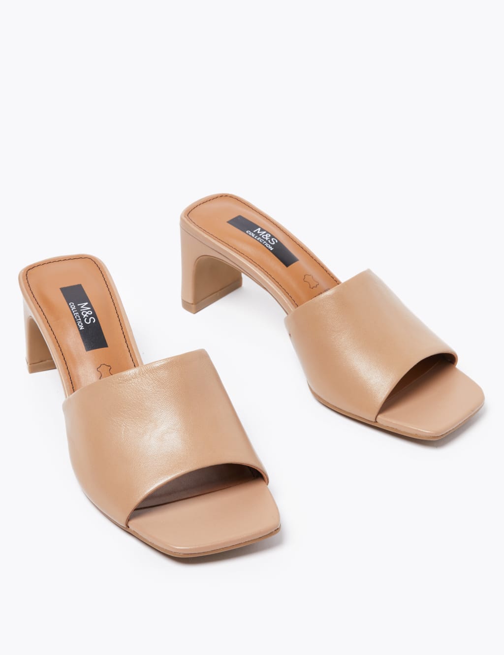 Leather Open Toe Mules M S Collection M S