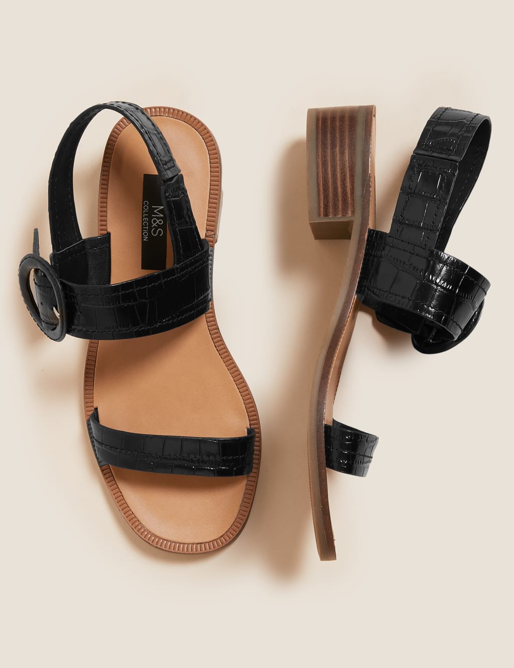 Leather Ankle Strap Block Heel Sandals 3 of 5