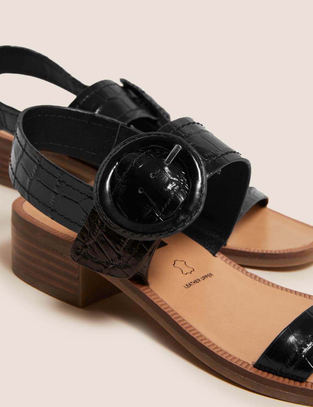 Leather Ankle Strap Block Heel Sandals 4 of 5
