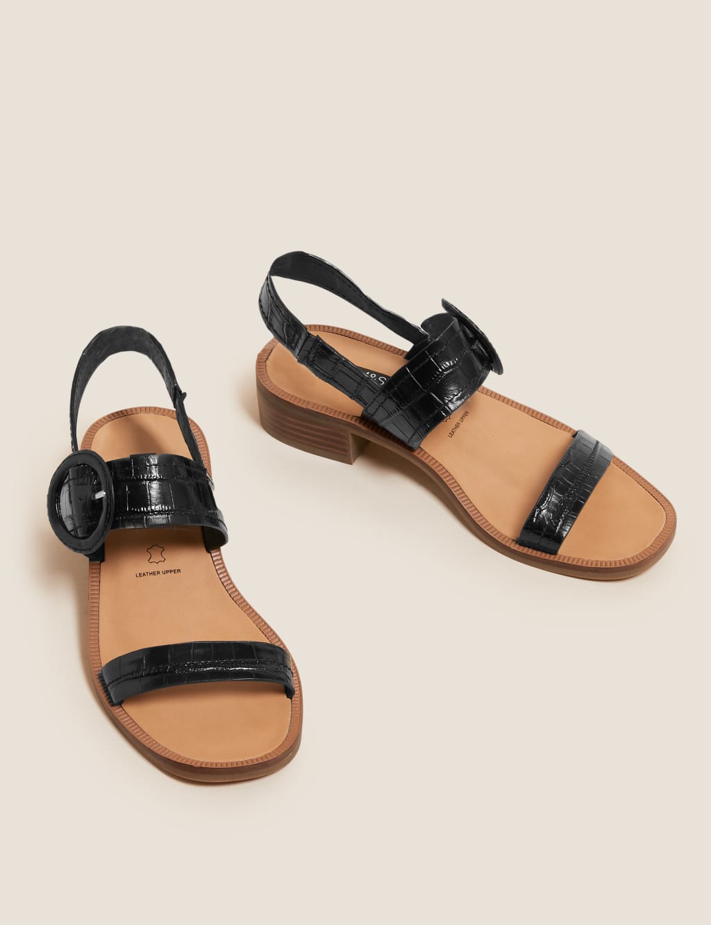 Leather Ankle Strap Block Heel Sandals 2 of 5