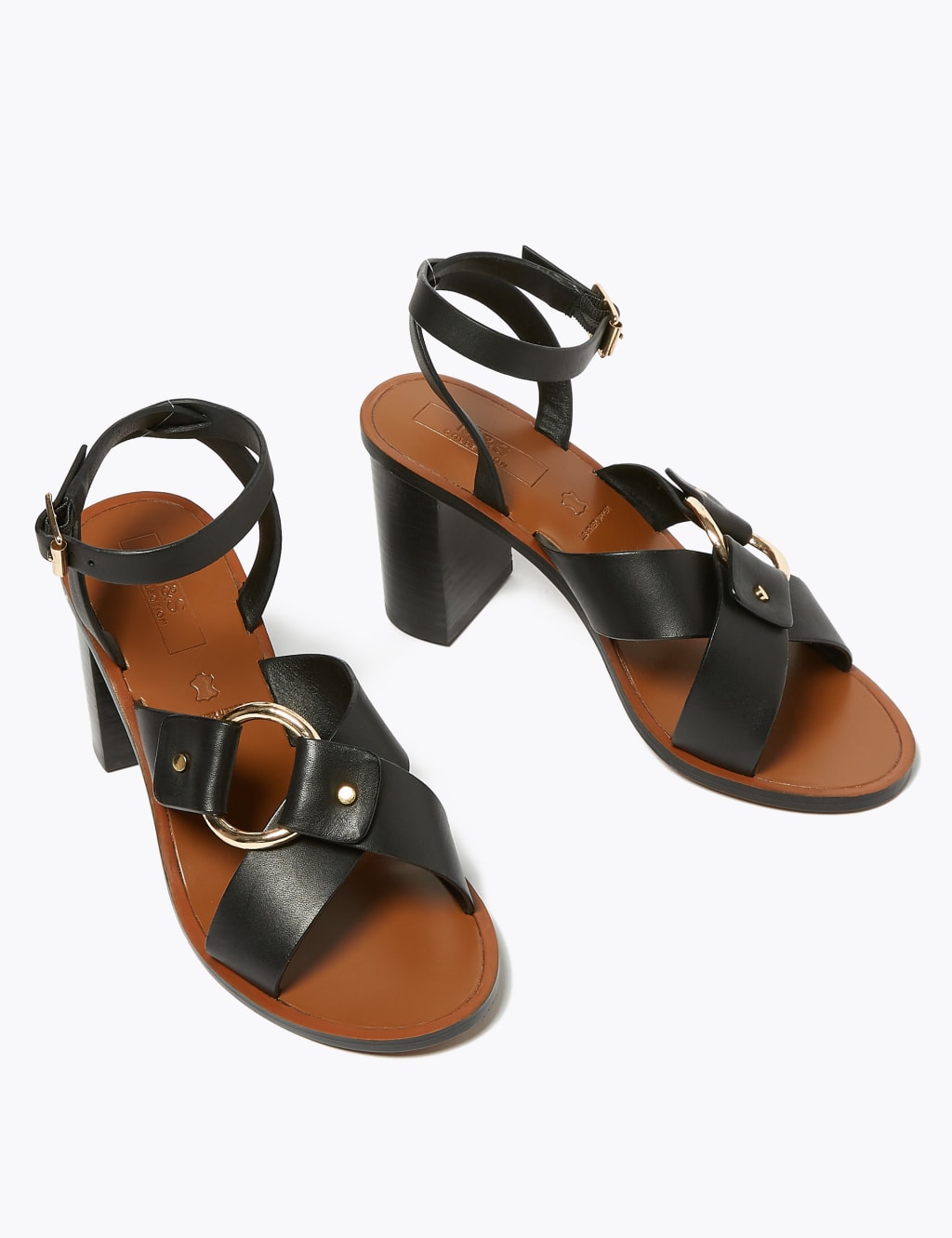 Leather Ring Detail Block Heel Sandals 2 of 4