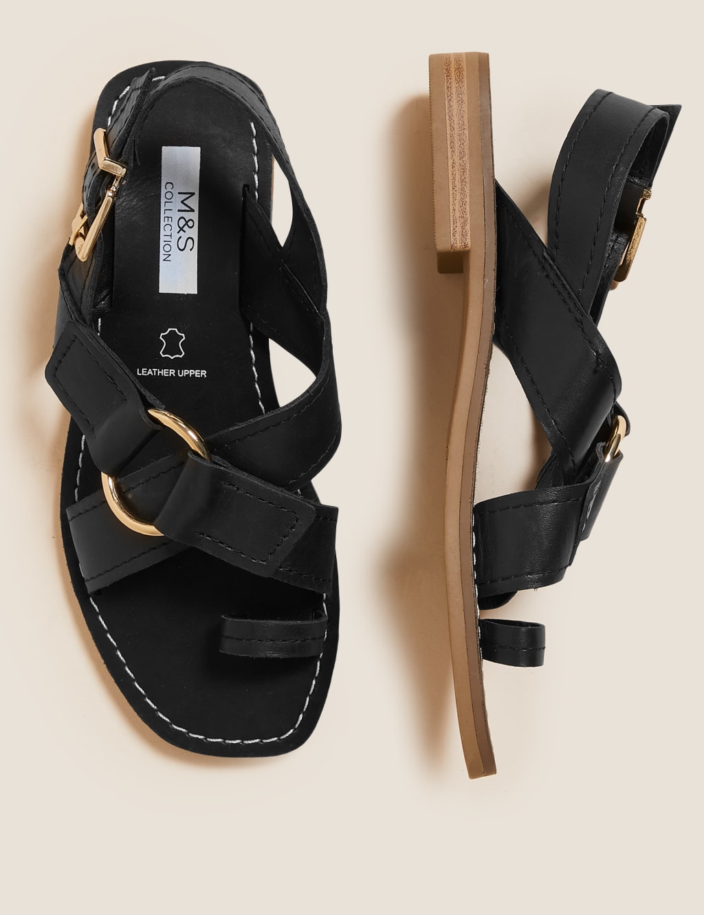 Leather Buckle Toe Loop Sandals 3 of 5
