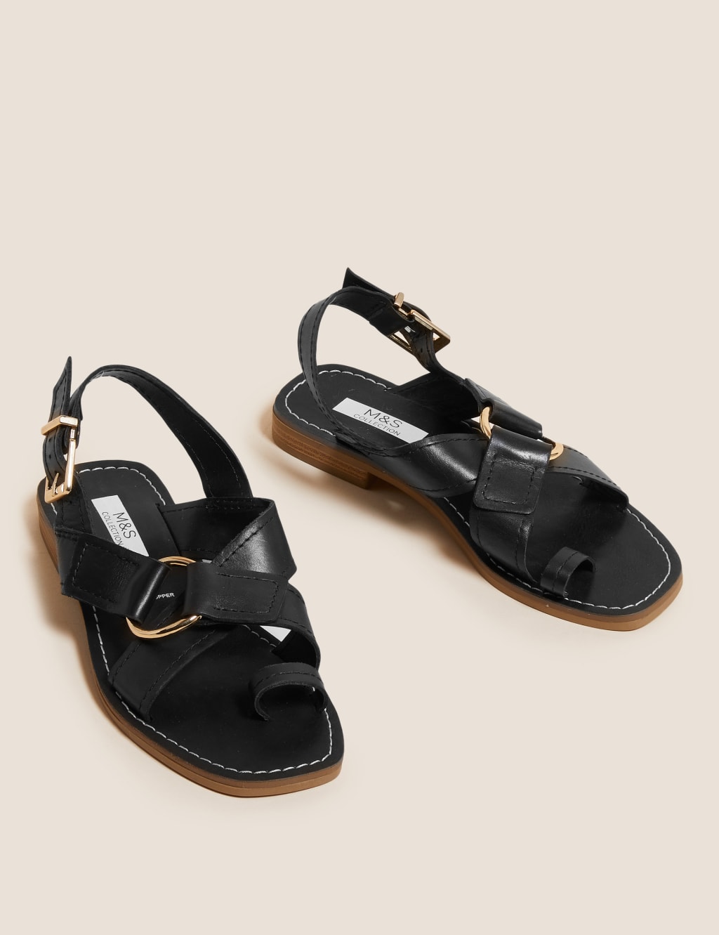 Leather Buckle Toe Loop Sandals 2 of 5