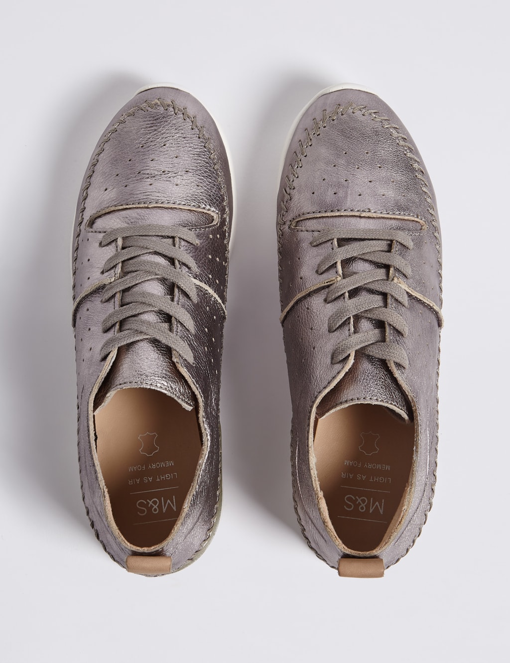Leather Whipstitch Lace up Trainers Light As Air M S
