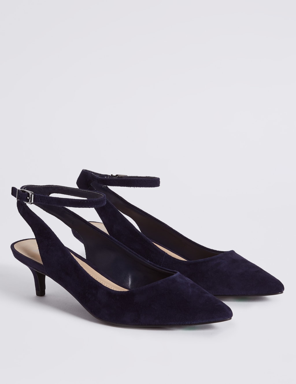 Suede Kitten Heel Ankle Strap Court Shoes 3 of 6