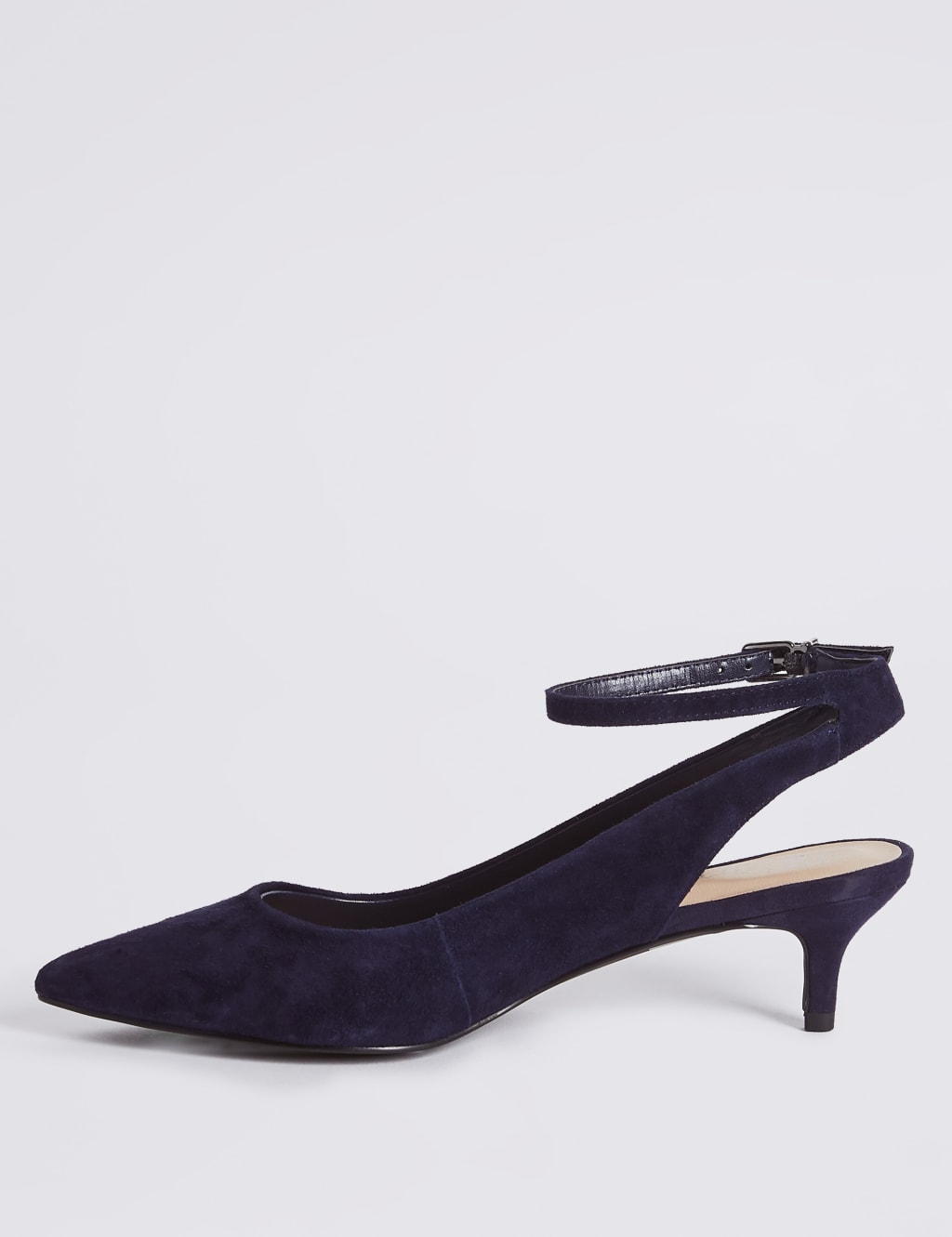 Suede Kitten Heel Ankle Strap Court Shoes 5 of 6