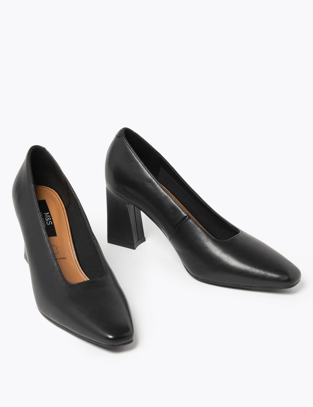 M and s block heel shoes discount