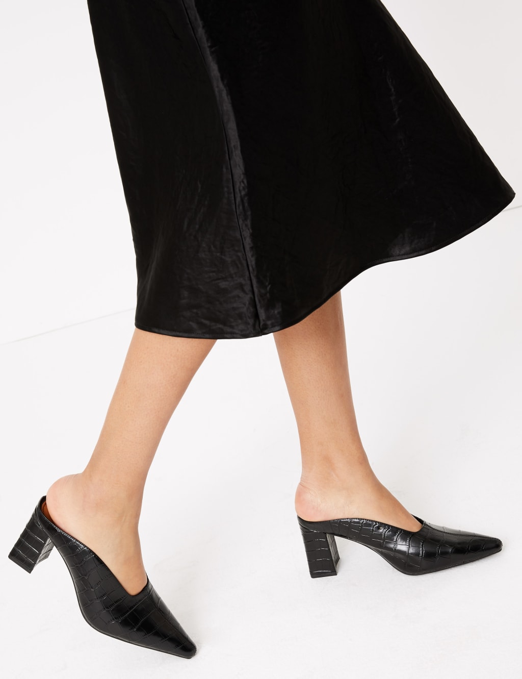 Leather Square Toe Mules M S Collection M S