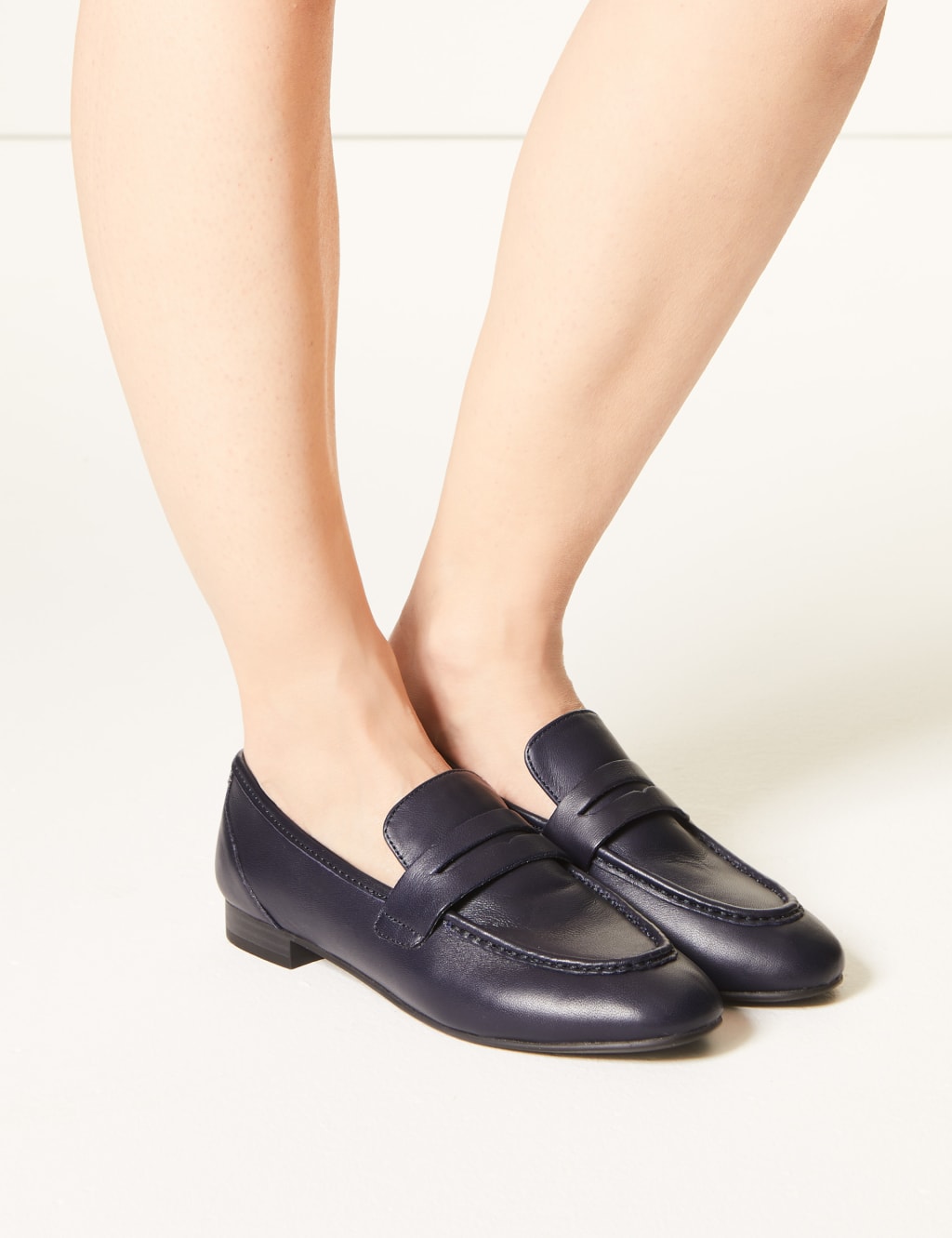Leather Penny Loafers M S Collection M S