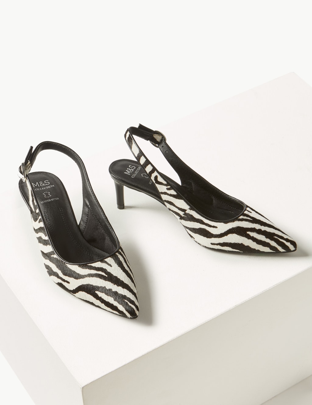 Leather Kitten Heel Slingback Shoes 3 of 5