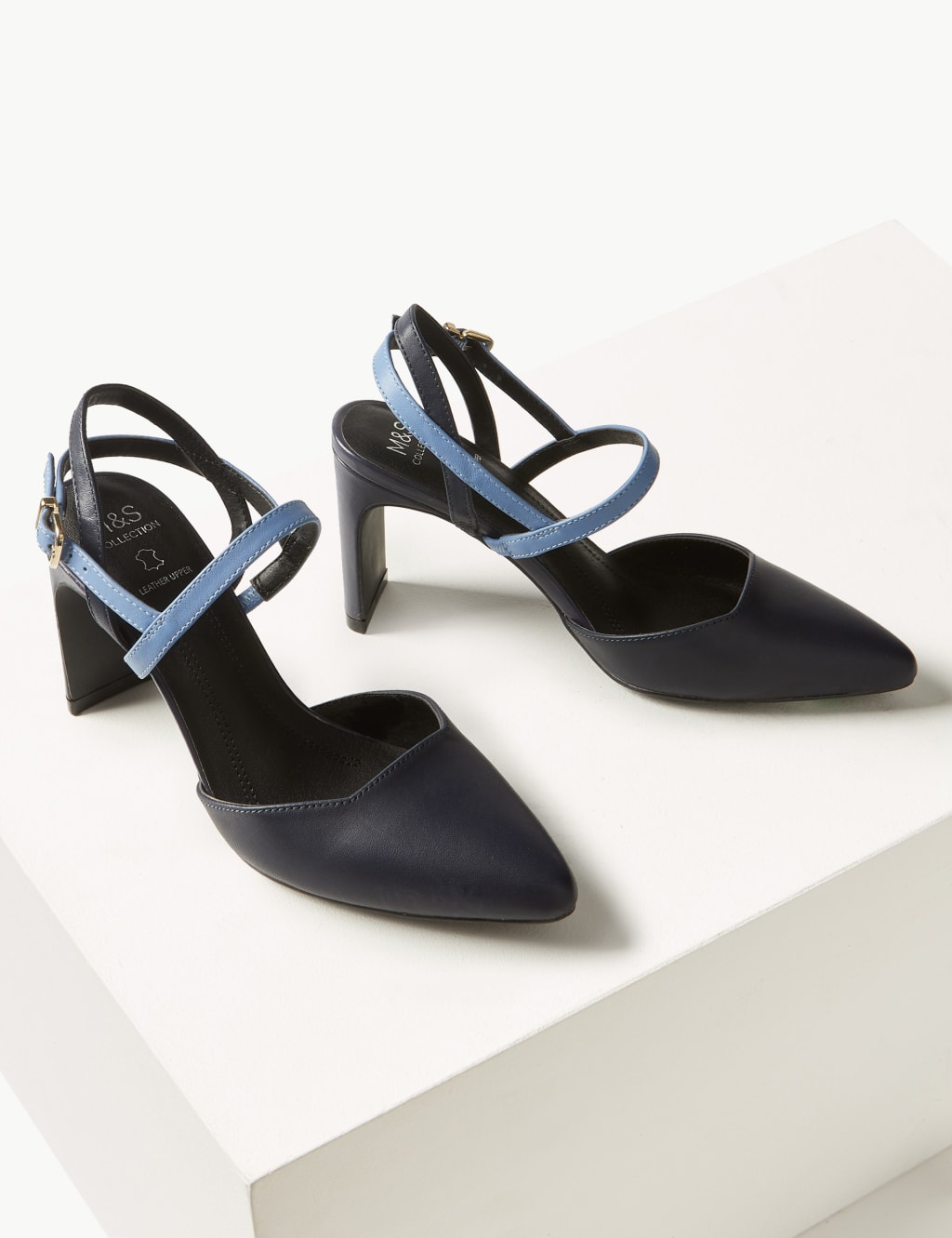 Leather Almond Toe Court Shoes M S Collection M S