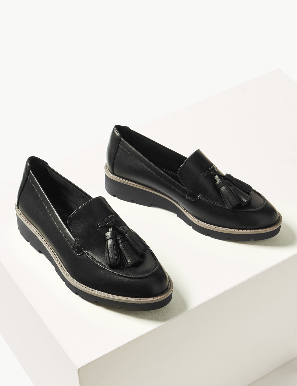 Leather Tassel Flatform Loafers 3 of 5