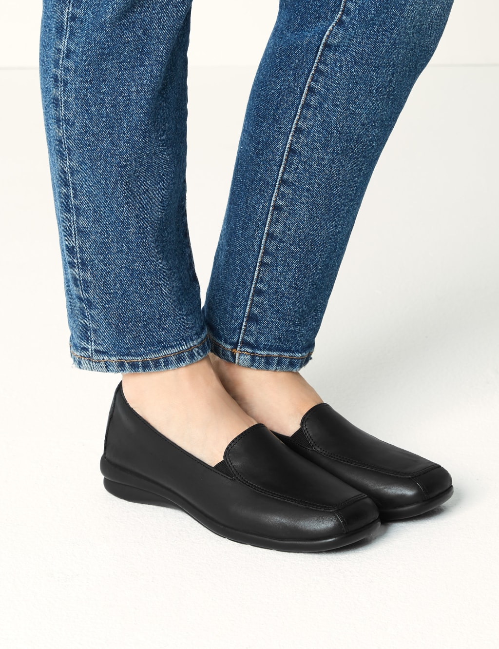 Leather Wedge Heel Loafers M S Collection M S